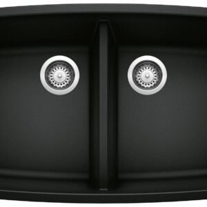 Performa U 2 Bowl Silgranit Undermount Kitchen Sink - Coal Black 402662 Blanco