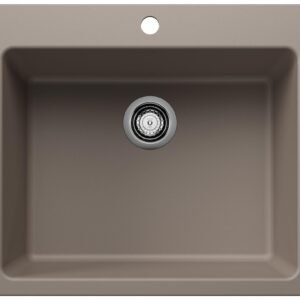 Liven 25 1 Bowl Silgranit Dual Mount Kitchen Sink - Truffle 403654 Blanco