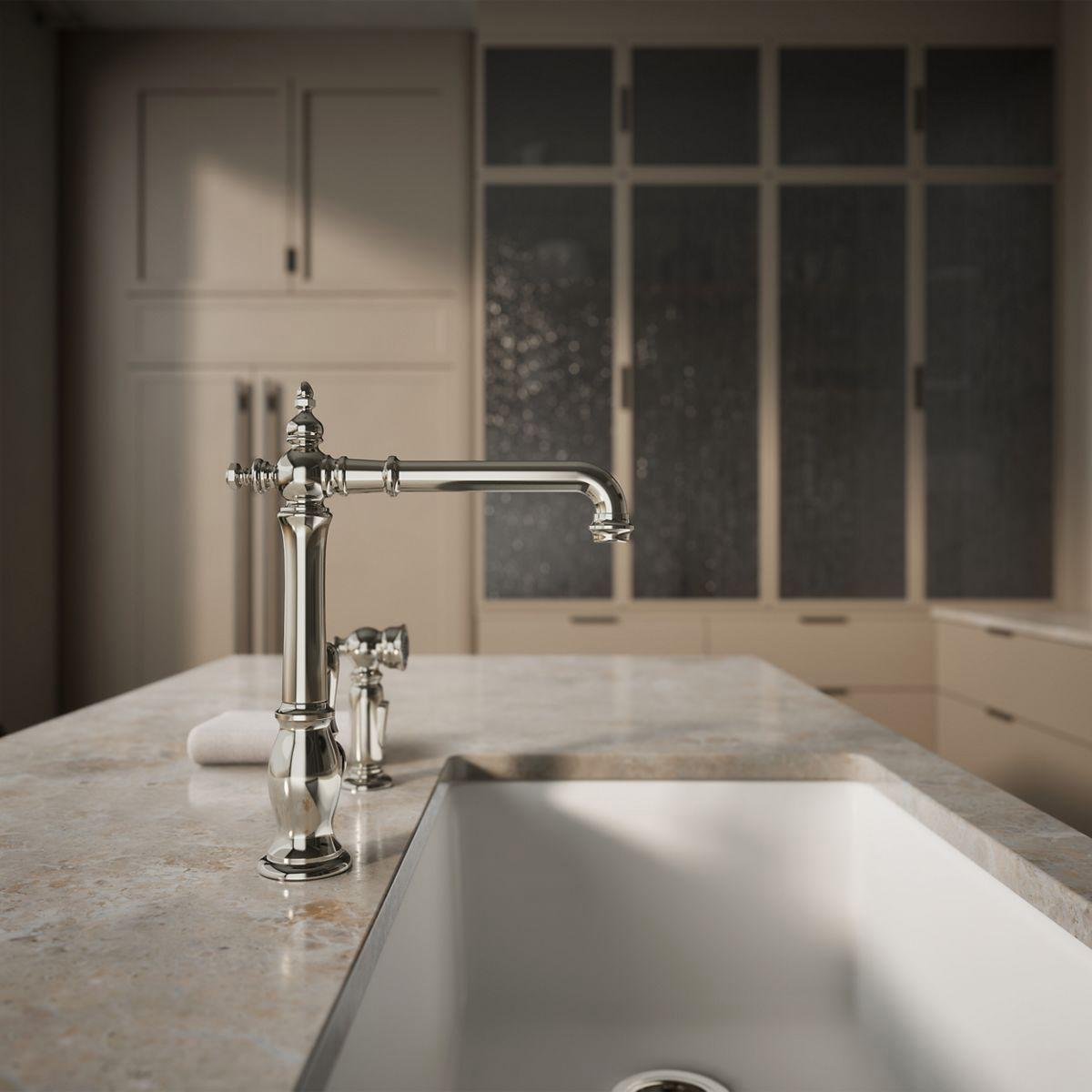 Artifacts Kitchen Faucet with Side Spray - Vibrant Polished Nickel 99265-SN Kohler - Image 11