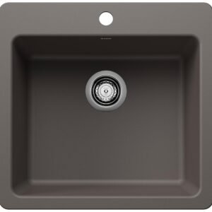 Liven 21 1 Bowl Silgranit Dual Mount Kitchen Sink - Volcano Gray 403664 Blanco