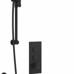 RoundOne TB2 Plus Thermostatic Push-Button Shower System with Wall Arm (Less Valve) - Matte Black BF2065-160-100 Kalia