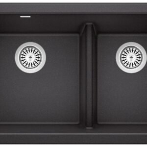 Ikon 33 1-3/4 2 Bowl Low Divide Undermount Apron Front Kitchen Sink - Anthracite 402331 Blanco