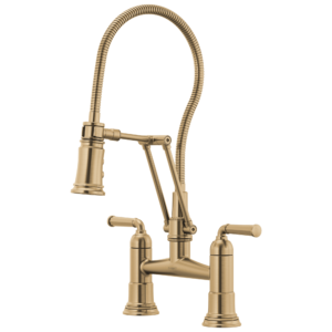 Rook Articulating Bridge Faucet With Finished Hose - Luxe Gold 62174LF-GL Brizo