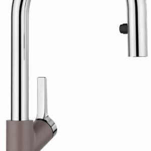 Urbena Kitchen Faucet with Pulldown Spray - Chrome/Volcano Gray 526933 Blanco