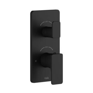 Kareo 2-Way Thermostatic Valve with Diverter and Square Decorative Trim - Matte Black BF1988-160 Kalia