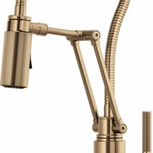 Litze Articulating Kitchen Faucet with Finished Hose and Knurled Handle - Brilliance Luxe Gold 63143LF-GL Brizo