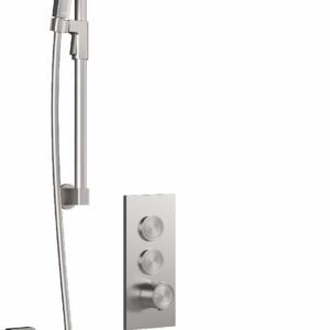 RoundOne TB3 Premia Thermostatic Push-Button Shower System with Vertical Ceiling Arm - Pure Nickel BF2066-125-201 Kalia