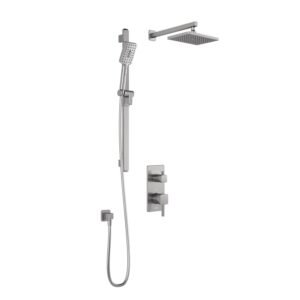 SquareOne TD2 Thermostatic Integrated Diverter Shower System with Wall Arm (less valve) - Pure Nickel BF1651-125 Kalia