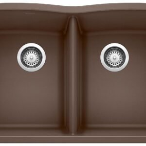 Diamond U 2 Bowl Silgranit Undermount Kitchen Sink - Cafe 400322 Blanco