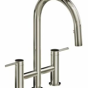 Azure Bridge Kitchen Faucet with Pulldown Spray - Polished Nickel AZ400PN RIOBEL