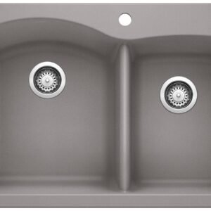 Diamond 1-3/4 2 Bowl Silgranit Drop-In Kitchen Sink - Metallic Gray 401659 Blanco