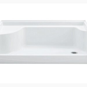 Bowen 60" x 31-3/8" LH Drain Shower Base with RH Seat & 21" Knee Wall - White GR603L-0 Hytec