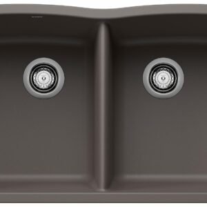 Diamond U 2 Bowl Silgranit Undermount Kitchen Sink - Volcano Gray 402908 Blanco