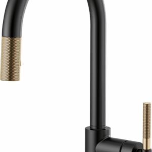 Litze SmartTouch Kitchen Faucet with Pulldown Spray - Matte Black/Luxe Gold 64043LF-BLGL Brizo