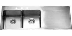 51" 2 Bowl Drop-In Kitchen Sink with Drainboard on Right - Stainless Steel LBDDBR6408P-1 Franke