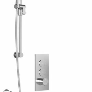 RoundOne TB2 Plus Thermostatic Push-Button Shower System with Vertical Ceiling Arm - Chrome BF2064-110-101 Kalia