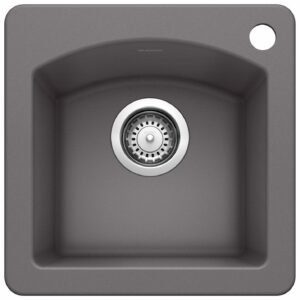 Diamond Mini 1 Bowl Drop-In Silgranit Sink - Cinder 401405 Blanco