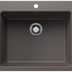 Liven 25 1 Bowl Silgranit Dual Mount Kitchen Sink - Volcano Gray 403656 Blanco