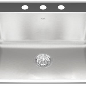 Steel Queen 25-5/8" 3-Hole 1 Bowl Drop-In Laundry Sink - Stainless Steel QSLA2225-10-3 Kindred