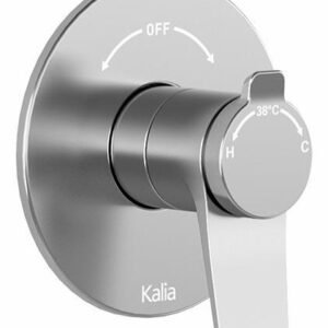 Moroka Plus/Premia 2-Way Thermostatic Coaxial Diverter Valve with Round Decorative Trim - Chrome BF2172-110 Kalia