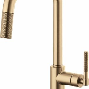 Litze SmartTouch Kitchen Faucet with Pulldown Spray Square Spout and Knurled Handle - Luxe Gold 64053LF-GL Brizo