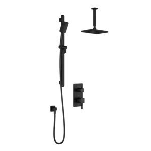 SquareOne TD2 Thermostatic Integrated Diverter Shower System with Vertical Ceiling Arm - Matte Black BF1650-160-001 Kalia