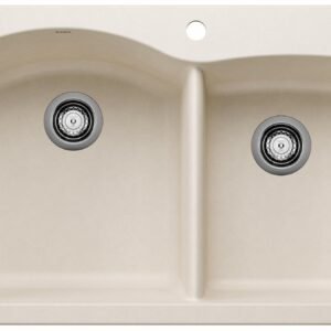 Diamond 1-3/4 2 Bowl Silgranit Drop-In Kitchen Sink - Soft White 402794 Blanco