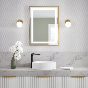 Effect Illuminated 24 x 32" Mirror with Touch Switch - Brushed Gold MR1783-570-180 Kalia
