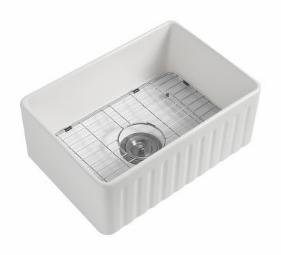 1 Bowl 30 x 20 Fireclay Apron Front Sink - White FF2030 Duval
