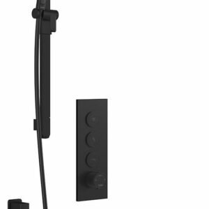 Kareo TB3 Plus Thermostatic Push-Button Shower System with Vertical Ceiling Arm (Less Valve) - Matte Black BF2102-160-101 Kalia