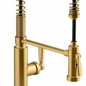 Edalyn by Studio McGee Semi Professional Kitchen Faucet with Spring Pulldown Spray - Vibrant Brushed Moderne Brass 28360-2MB Kohler