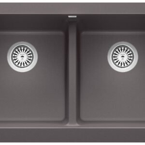 Vintera 33 2 Bowl Silgraint Apron Front Kitchen Sink - Cinder 402591 Blanco