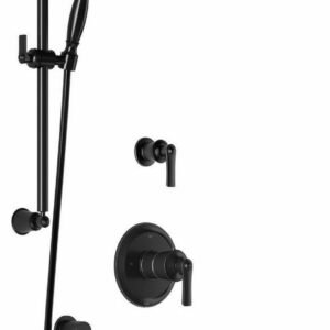 Rustik TD3 Thermostatic Shower System with Wall Arm (less Valves) - Black BF1619-165 Kalia
