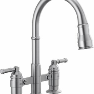 Bridge Kitchen Faucet with Pulldown Spray - Arctic Stainless 2390L-AR-DST Delta