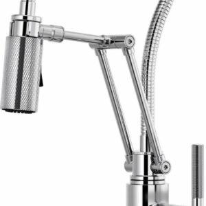 Litze SmartTouch Articulating Kitchen Faucet with Finished Hose and Knurled Handle - Chrome 64143LF-PC Brizo