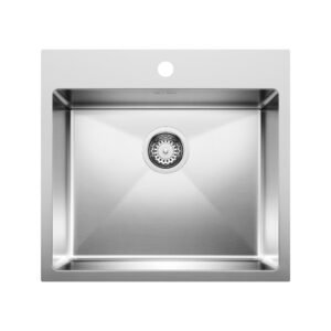 Quatrus R15 22 1 Bowl Drop-In Kitchen Sink - Stainless 402614 Blanco