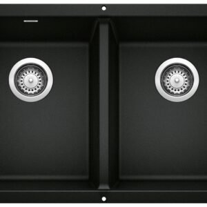 Precis U 2 Bowl Silgranit Undermount Kitchen Sink - Coal Black 402653 Blanco