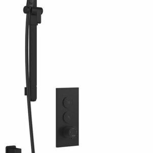 Kareo TB2 Plus Thermostatic Push-Button Shower System with Vertical Ceiling Arm (Less Valve) - Matte Black BF2100-160-101 Kalia