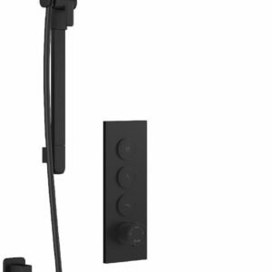 Kareo TB3 Thermostatic Push-Button Shower System with Wall Arm (Less Valve) - Matte Black BF2102-160 Kalia