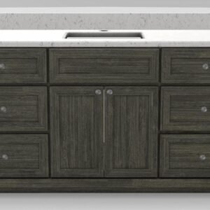 60" Single Sink Standard Vanity Modern Shaker with Modern Knobs and 1-Hole Quartz Top - Summit/Brushed Nickel/Squall/Classic White SUM60SBMODBNSQUALL Stonewood Cabinetry