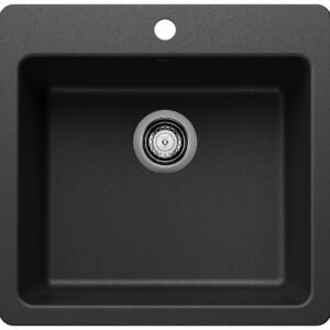 Liven 21 1 Bowl Silgranit Dual Mount Kitchen Sink - Anthracite 403659 Blanco