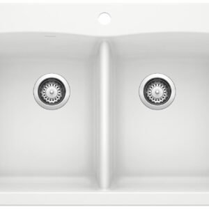 Diamond 210 2 Bowl Silgranit Drop-In Kitchen Sink - White 400055 Blanco