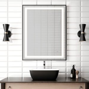 Effect Illuminated 30 x 38" Mirror with Touch Switch - Black MR1784-570-001 Kalia