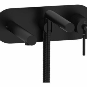 GS Wall Mount Tub Filler Trim with Hand Shower - Black TGS21BK RIOBEL