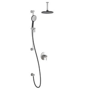 Kontour TCD1 Thermostatic Coaxial Shower System with Vertical Ceiling Arm (less Valve) - Black/Chrome BF1721-150-001 Kalia