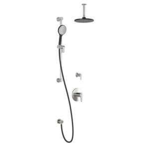Kontour TD2 Thermostatic Shower System with Vertical Ceiling Arm (less valves) - Black/Chrome BF1500-150-001 Kalia