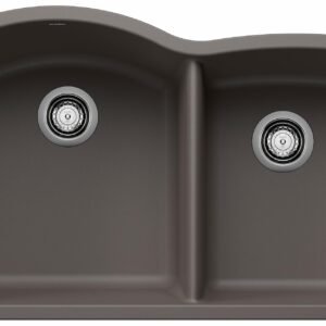 Diamond U 1-3/4 2 Bowl Low Divide Siligrant Undermount Kitchen Sink - Volcano Gray 402905 Blanco