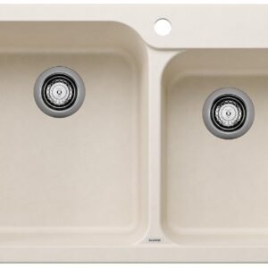 Vision 1-3/4 2 Bowl Silgraint Drop-In Kitchen Sink - Soft White 402896 Blanco