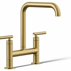 Purist Bridge Kitchen Faucet - Vibrant Brushed Moderne Brass 7547-4-2MB Kohler