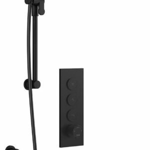 RoundOne TB3 Thermostatic Push-Button Shower System with Wall Arm (Less Valve) - Matte Black BF2067-160 Kalia